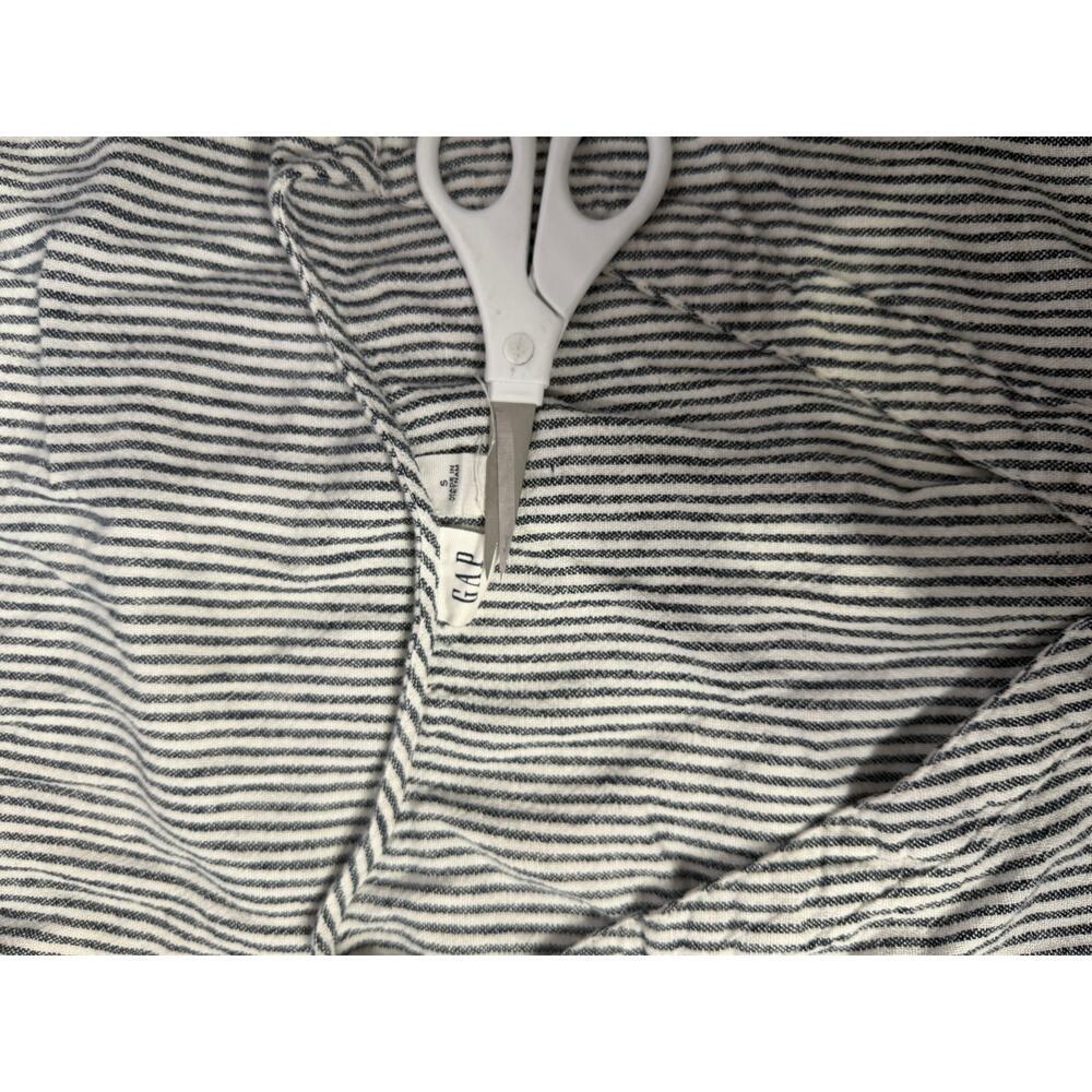 Gap Dress Stripe Button Front V-Neck Sleeveless Lightweight Linen Black Womens S - Picture 6 of 10